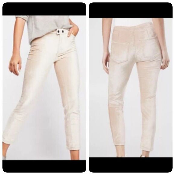 We The Free Women’s Sweet Jane Champagne Velvet Skinny Stretch Pants Size 26 - Picture 1 of 8